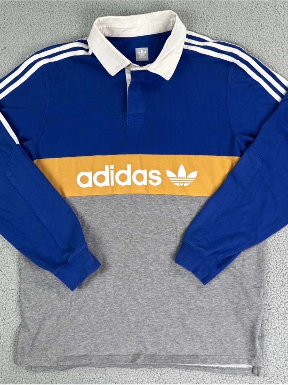 Adidas Skateboarding Heritage Rugby Shirt Men Medium Blue Striped Trefoil
